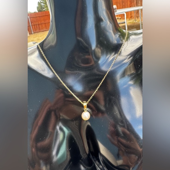 AUTHENTIC MIKIMOTO Solid K18 Gold Chain with Champagne Akoya Pearl Pendant - Picture 3 of 5